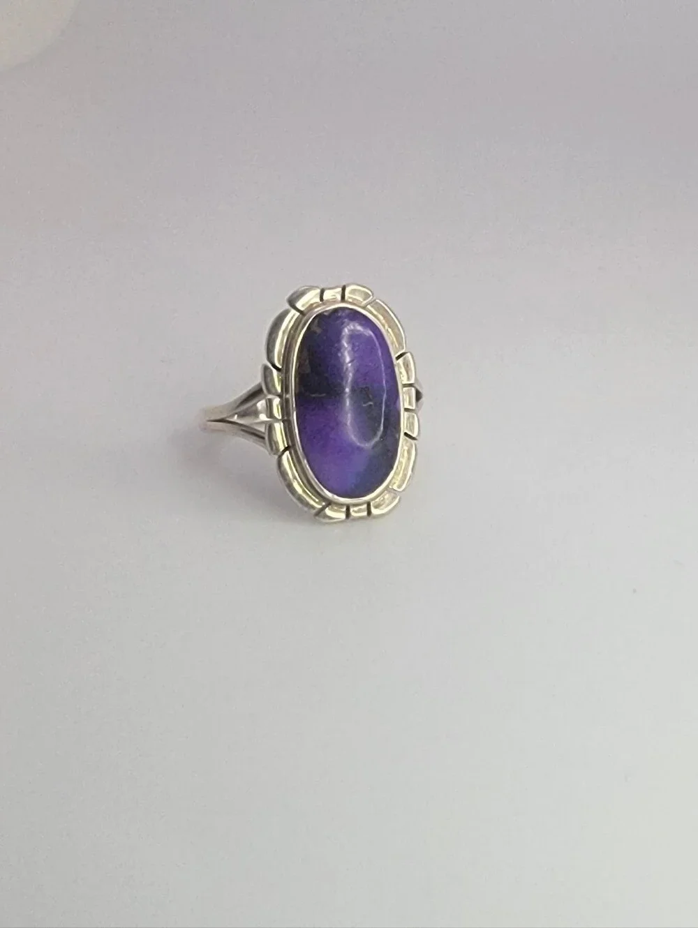 Sterling Silver Purple Stone Oval Ring
